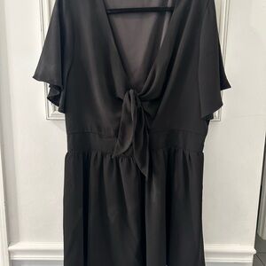 Elegant Black Tie-Front Romper